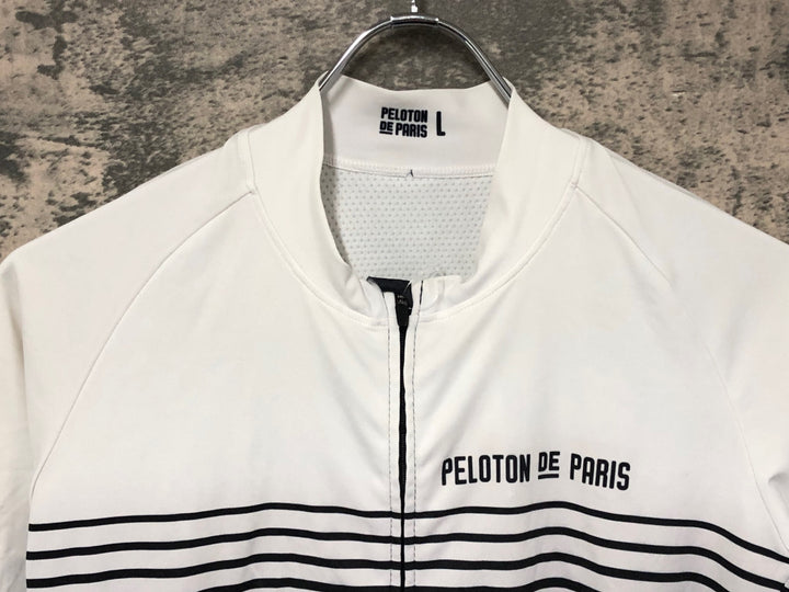 JJ818 プロトンドパリ PELOTON DE PARIS Domestique Jersey MEN 半袖 サイクルジャージ 白 黒 L