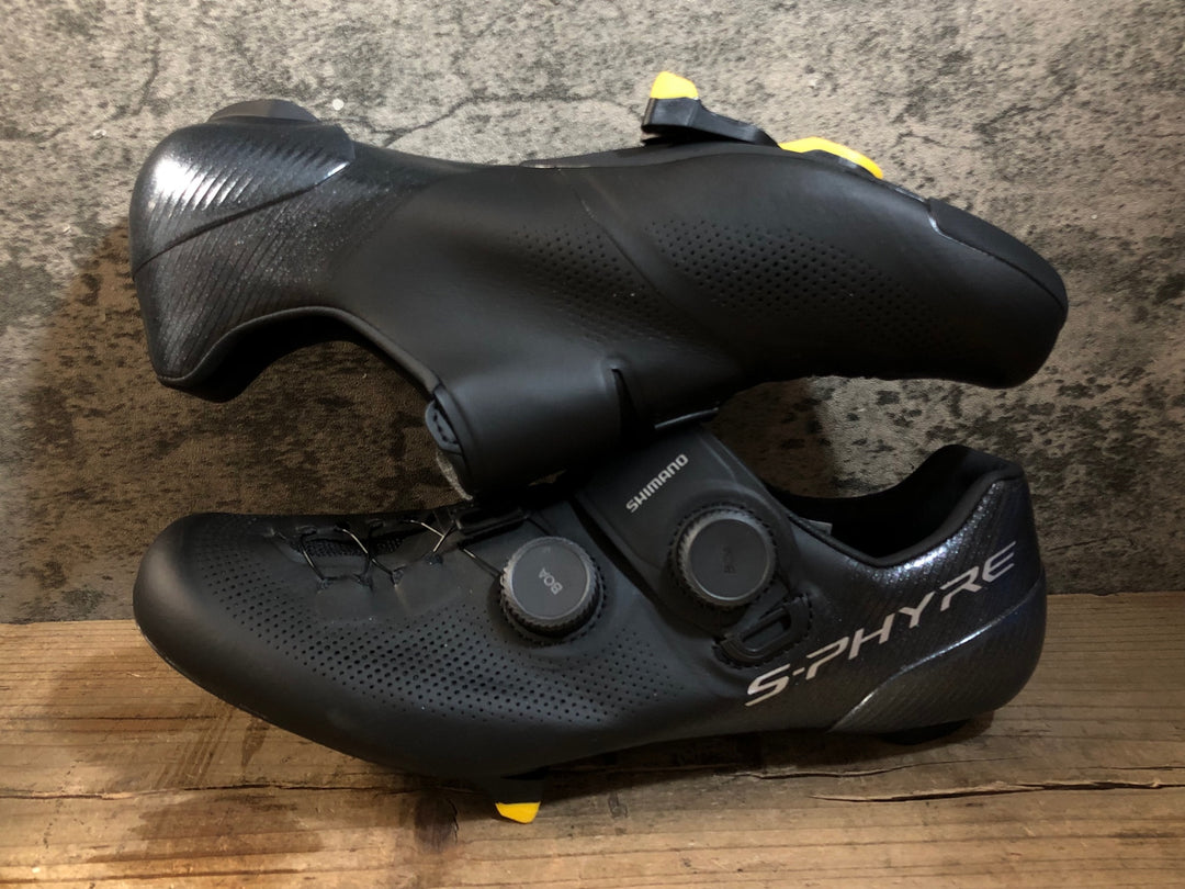 KE162 シマノ SHIMANO S-PHYRE SHRC903M WIDE ビンディングシューズ BOA 3穴 黒 EU43.5 予備ヒールパッド付
