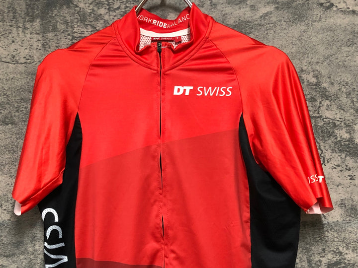 KE209 DT SWISS 半袖 サイクルジャージ 赤 S