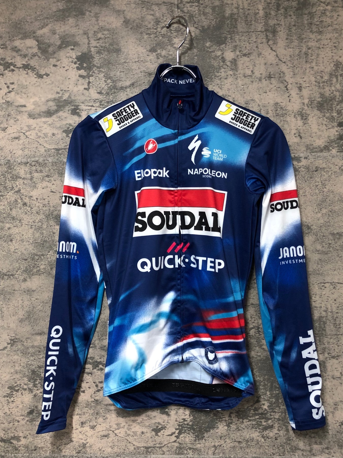 JT595 カステリ CASTELLI 長袖 サイクルジャージ 青 XS QUICK STEP