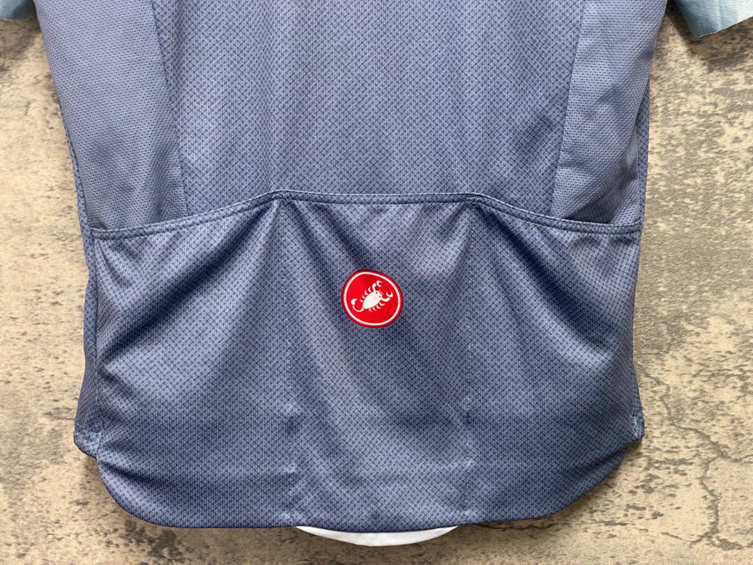 JX964 カステリ CASTELLI 半袖 サイクルジャージ 紺白  M