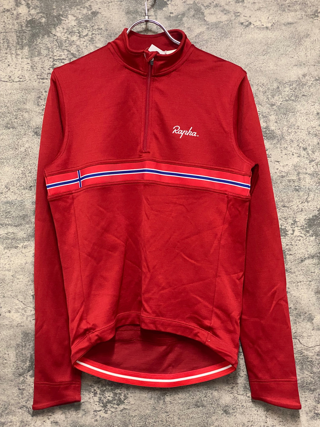 KR196 ラファ Rapha LONG SLEEVE COUNTRY JERSEY 長袖 サイクルジャージ 赤 M ハーフジップ