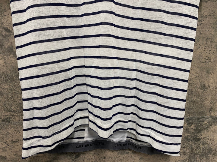 JX479 カフェドシクリステ CAFE DU CYCLISTE PAULINE Men 半袖 サイクルジャージ Vネック Tシャツ 白 ボーダー L