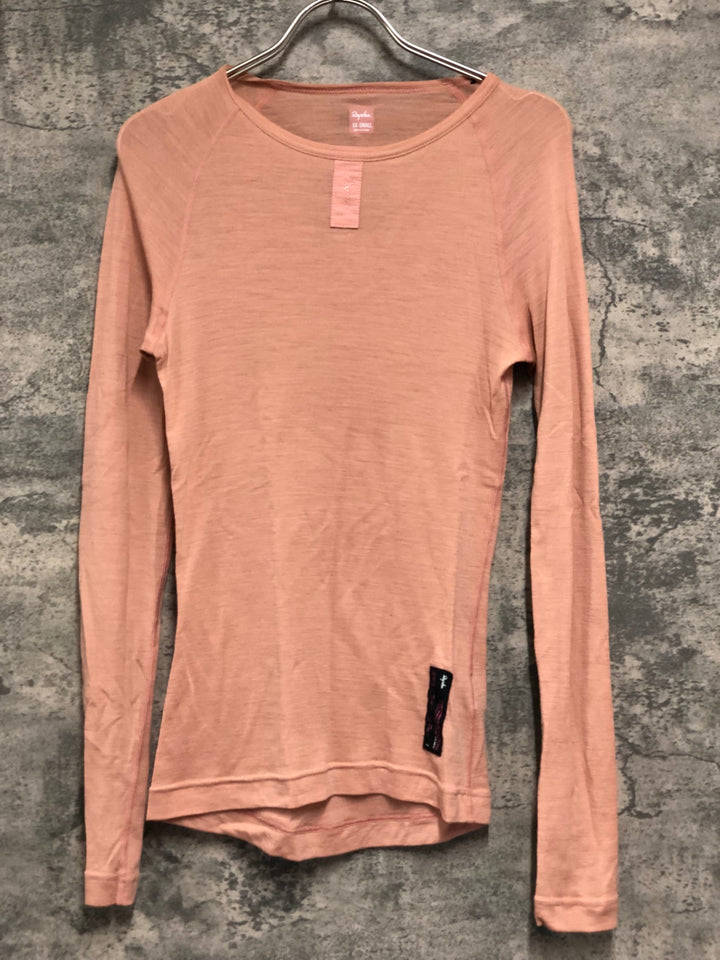 JD738 ラファ Rapha MERINO BASE LAYER LONG SLEEVE 長袖 べースレイヤー ピンク XXS