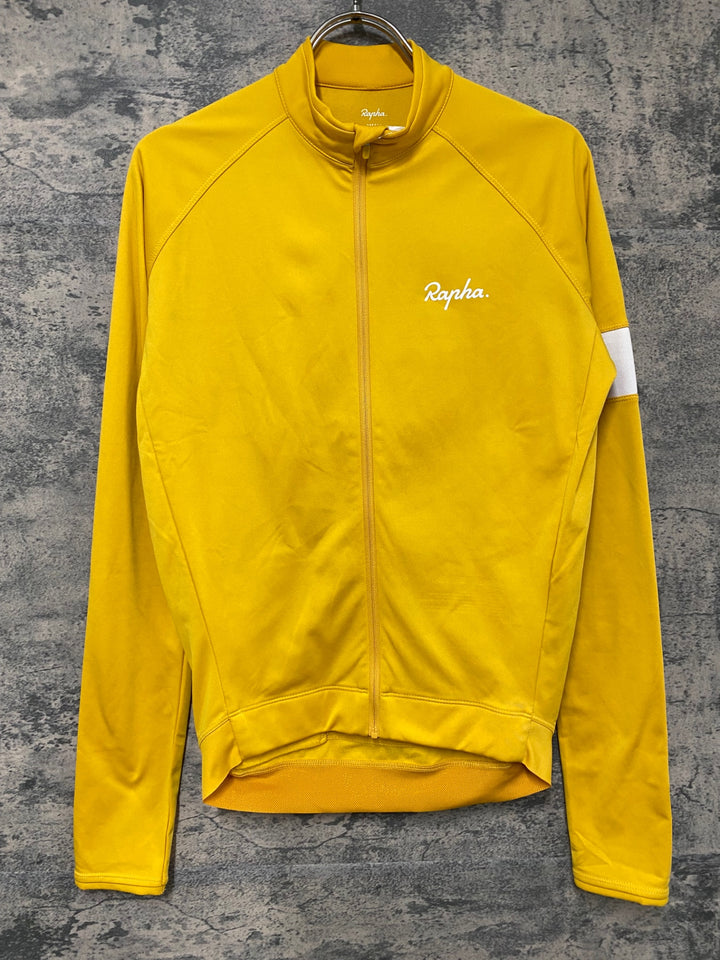 JY704 ラファ Rapha CORE LONG SLEEVE JERSEY 長袖 サイクルジャージ 黄 S 裏起毛