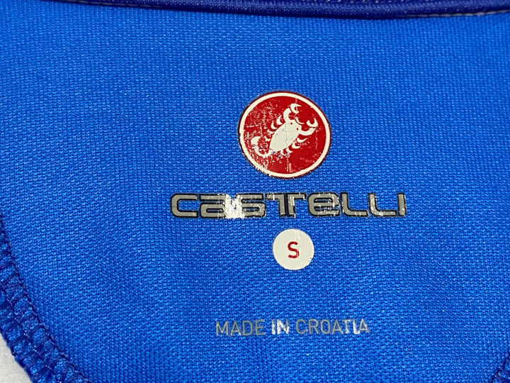 KI532 カステリ CASTELLI 長袖 サイクルジャージ 青 S 裏起毛 ※毛玉