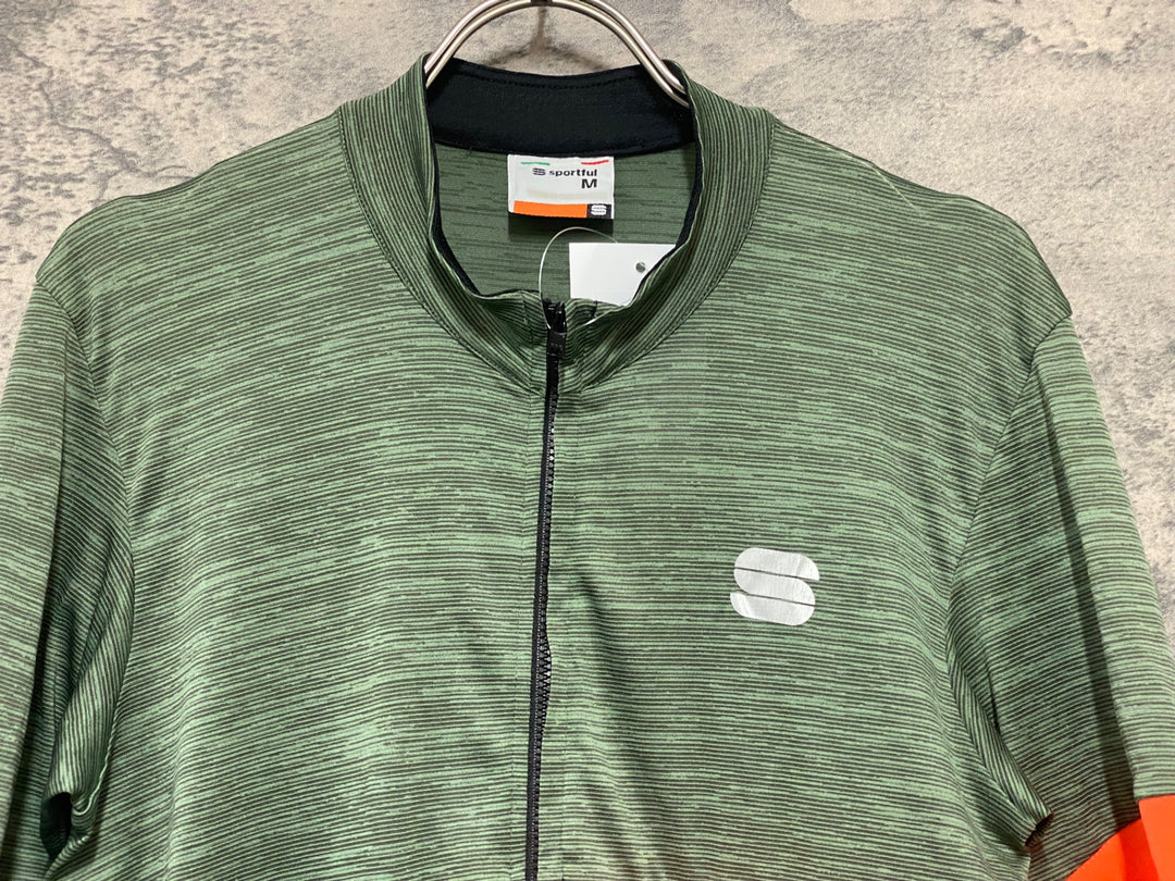 KA857 スポーツフル sportful 半袖 サイクルジャージ グリーン 黒 M ※ほつれ 擦れ