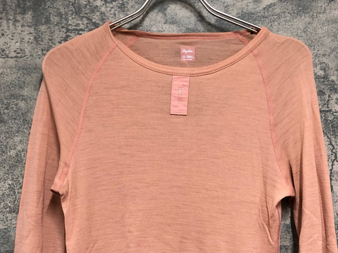 JD738 ラファ Rapha MERINO BASE LAYER LONG SLEEVE 長袖 べースレイヤー ピンク XXS