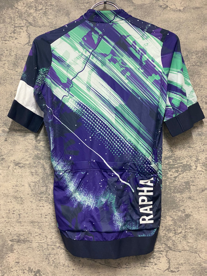 JE148 ラファ Rapha CANYON/SRAM PRO TEAM TRAINING JERSEY 半袖 サイクルジャージ パープル グリーン XS