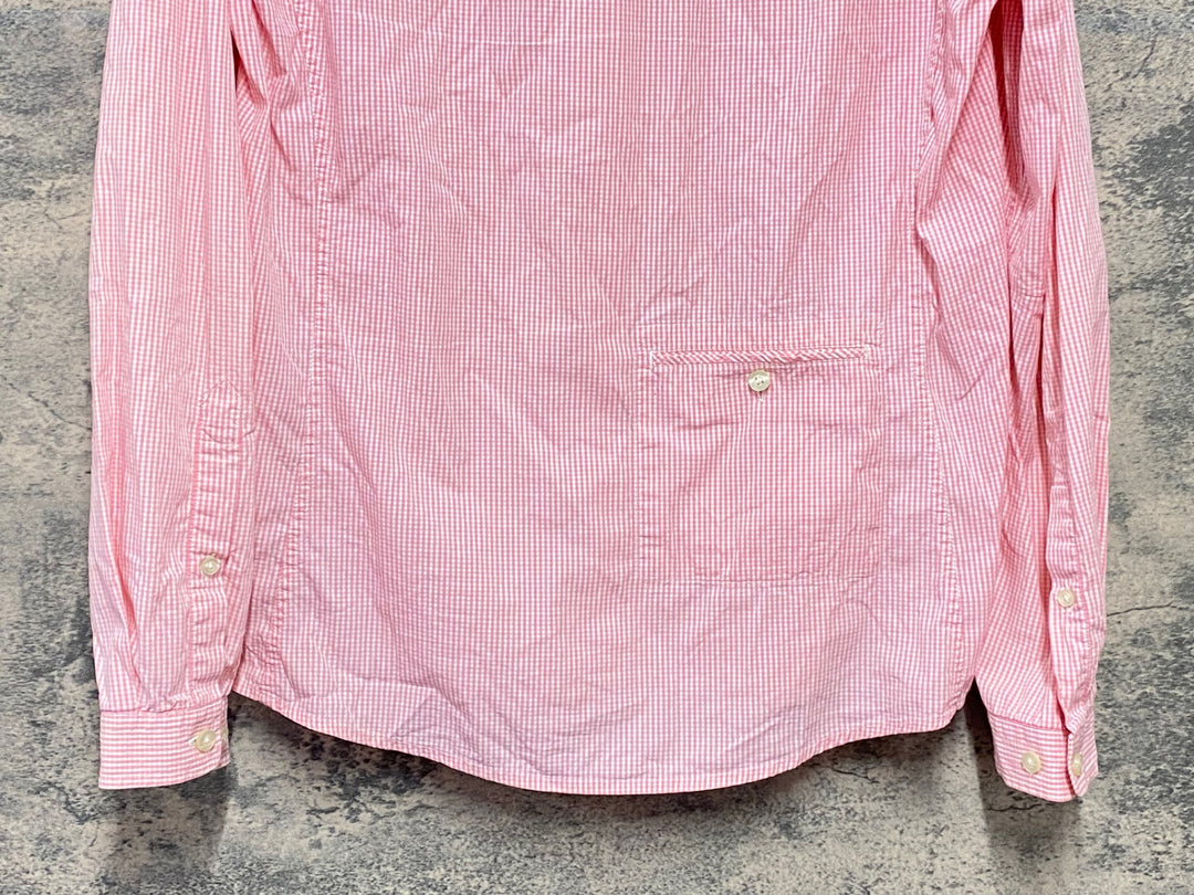 KI177 ラファ Rapha GINGHAM LONG SLEEVE SHIRT 長袖 シャツ ピンク チェック柄 M ※襟黄ばみ