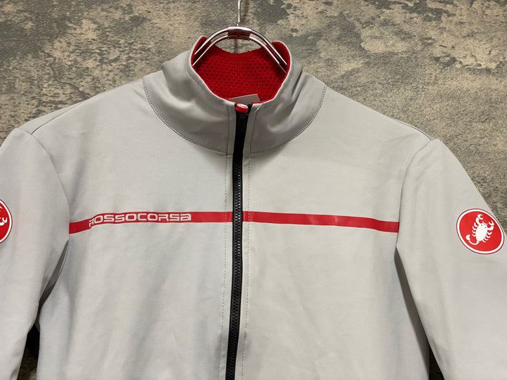 JM827 カステリ CASTELLI ロッソコルサ ROSSO CORSA 半袖 サイクルジャージ グレー M GORE WINDSTOPPER