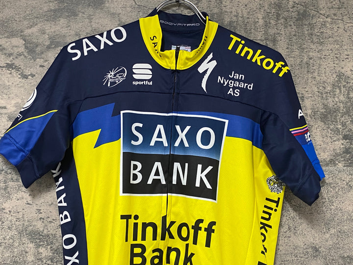 KJ825 スポーツフル sportful 半袖 サイクルジャージ 黃 紺 L SAXO BANK