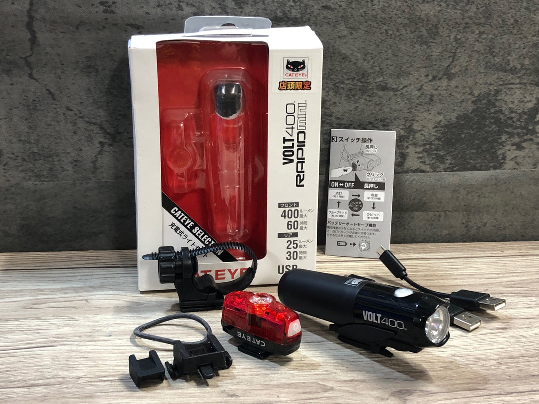 JX849 キャットアイ CATEYE VOLT400 RAPID MINI 前後ライトセット 点灯確認済
