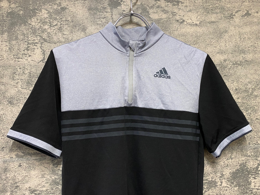 KC168 アディダス adidas 半袖 サイクルジャージ グレー 黒 ※サイズ不明、タグカット
