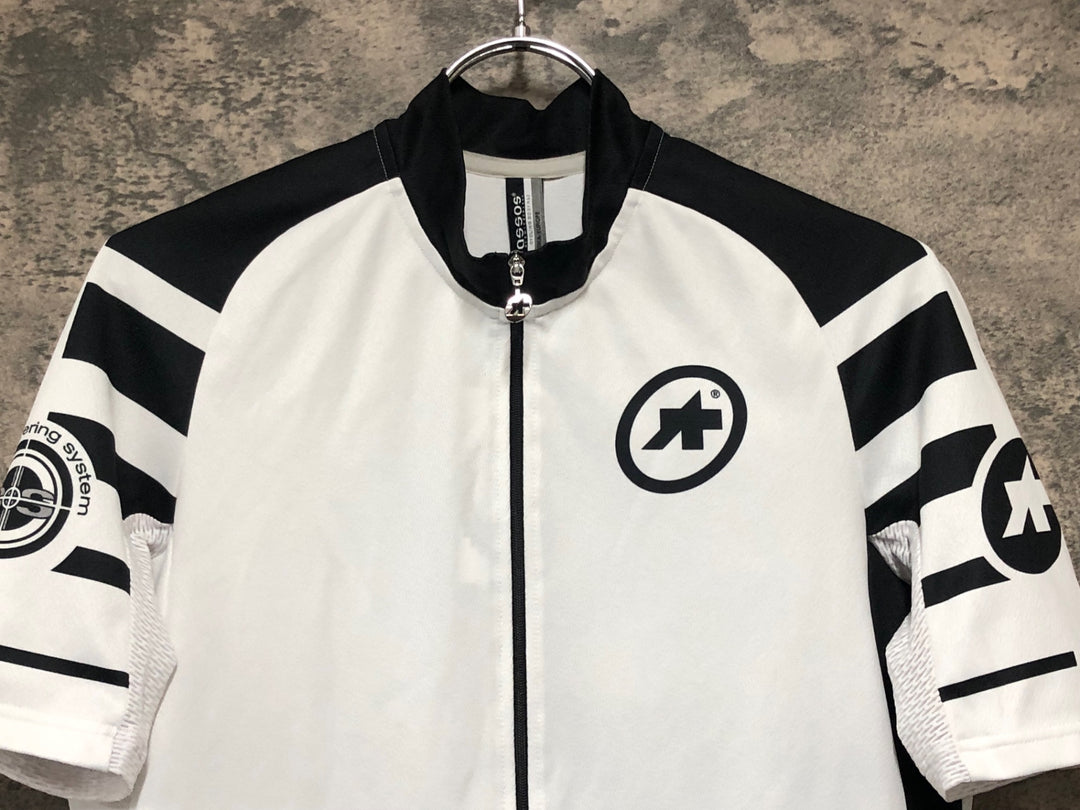 KD680 アソス ASSOS 半袖 サイクルジャージ 白 黒 L ※背面ポケット穴空き