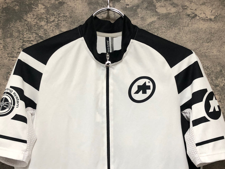 KD680 アソス ASSOS 半袖 サイクルジャージ 白 黒 L ※背面ポケット穴空き