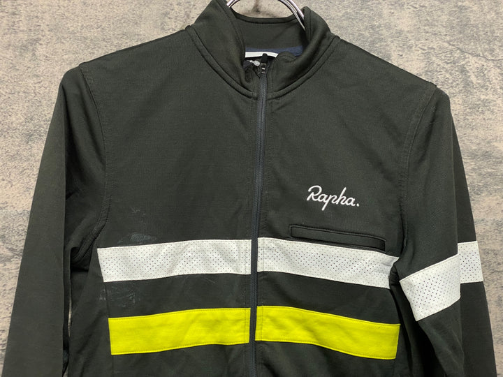 JV236 ラファ Rapha LONG SLEEVE BREVET JERSEY 長袖 サイクルジャージ オリーブ S ※反射部劣化,汚れ