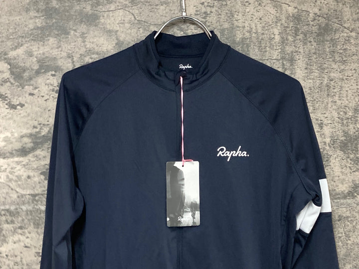 JV722 ラファ Rapha LONG SLEEVE CORE JERSEY 長袖 サイクルジャージ 裏起毛 紺 M
