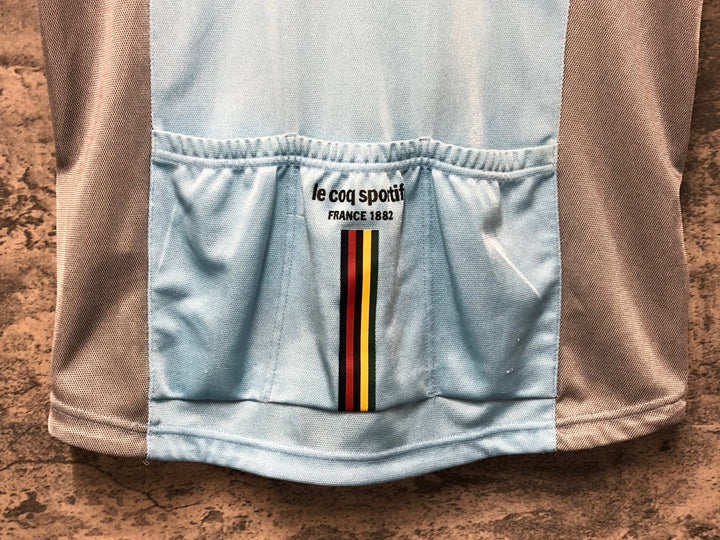 KO370 ルコックスポルティフ le coq sportif 半袖 サイクルジャージ 水色 グレー L ハーフジップ