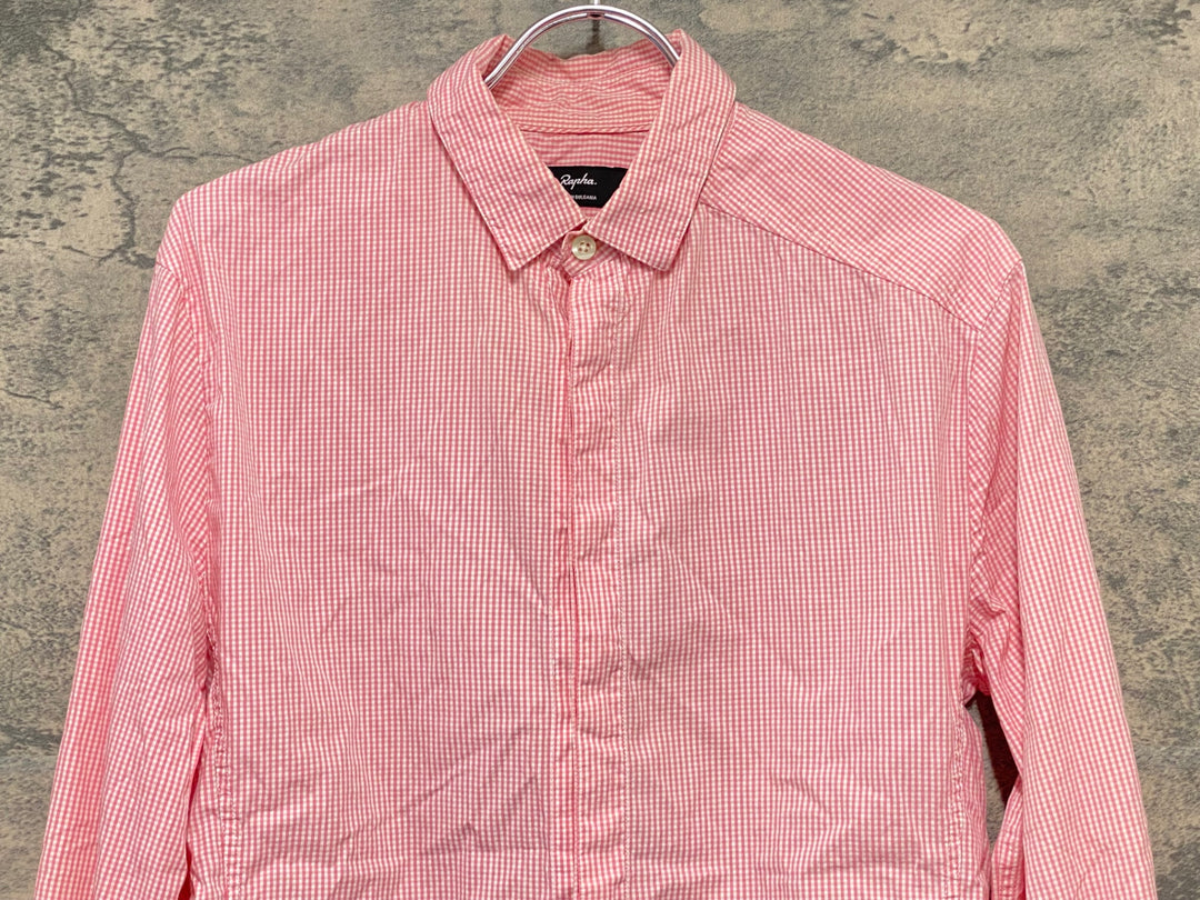 KI178 ラファ Rapha GINGHAM LONG SLEEVE SHIRT 長袖 シャツ ピンク チェック柄 S