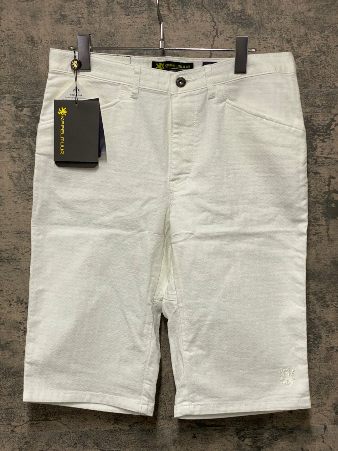 JO912 カペルミュール KAPELMUUR 児島 デニム ハーフパンツ ジャガード千鳥 ホワイト L