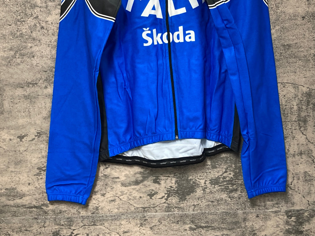 JV557 スポーツフル sportful 長袖 サイクルジャージ 青 白 XL 裏起毛 ITALIA Skoda