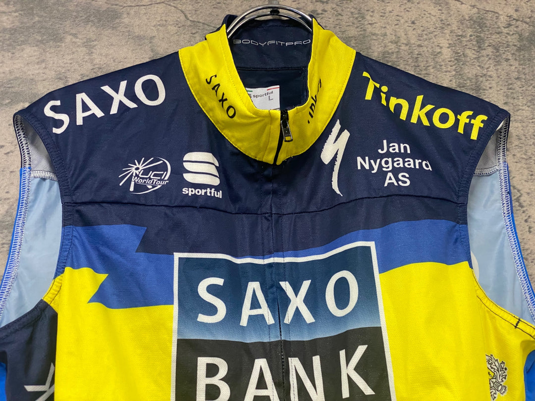 KJ777 スポーツフル sportful サイクルベスト 黃 紺 L SAXO BANK