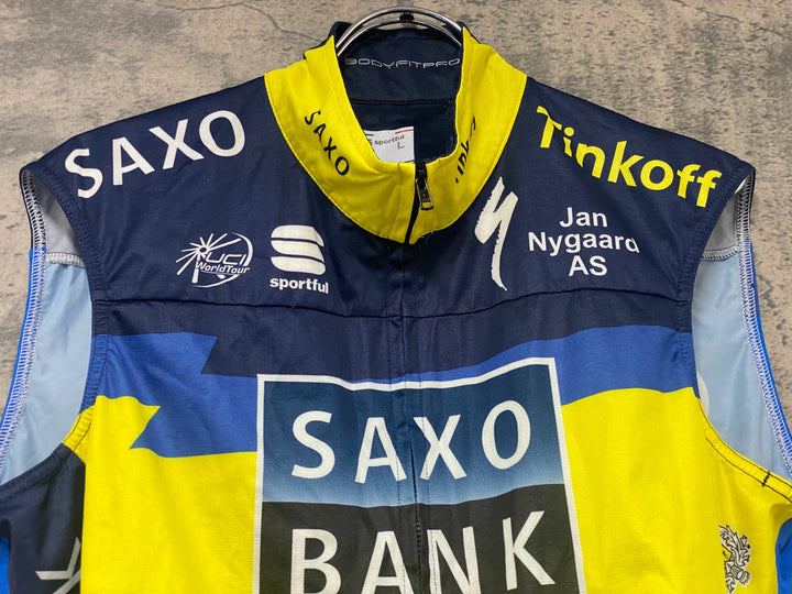 KJ777 スポーツフル sportful サイクルベスト 黃 紺 L SAXO BANK