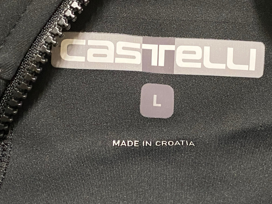 JS027 カステリ CASTELLI ソフトシェル 長袖 サイクルジャケット 黒 リフレクト L 裏起毛