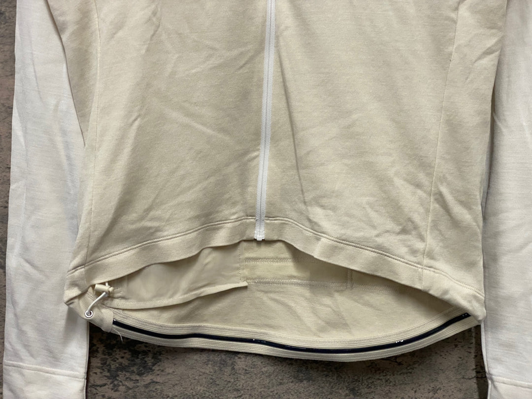 JY602 ラファ Rapha BREVET LONG SLEEVE JERSEY 長袖 サイクルジャージ 白 L 裏起毛 ※スレ
