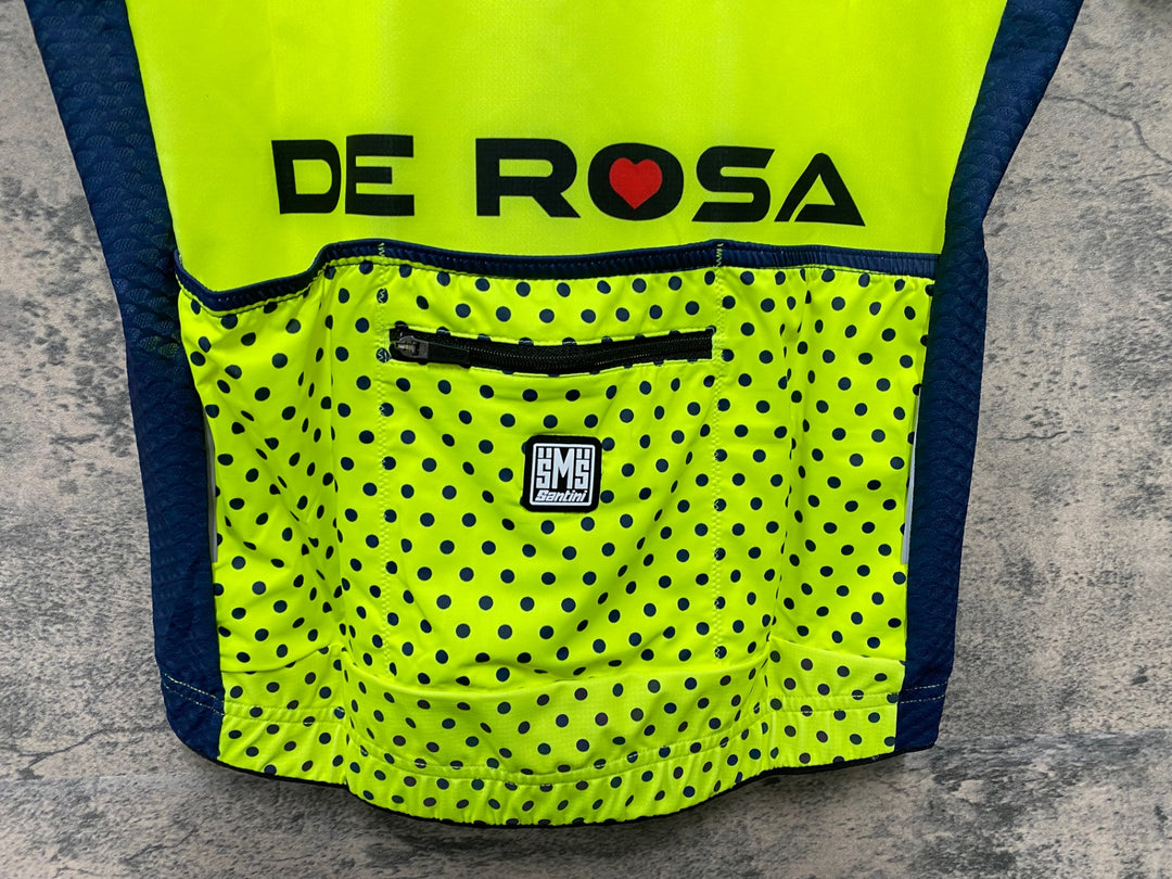 JY864 サンティーニ Santini DE ROSA 半袖 サイクルジャージ ネイビー 黃 M