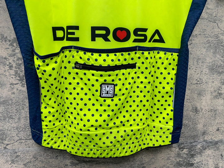 JY864 サンティーニ Santini DE ROSA 半袖 サイクルジャージ ネイビー 黃 M