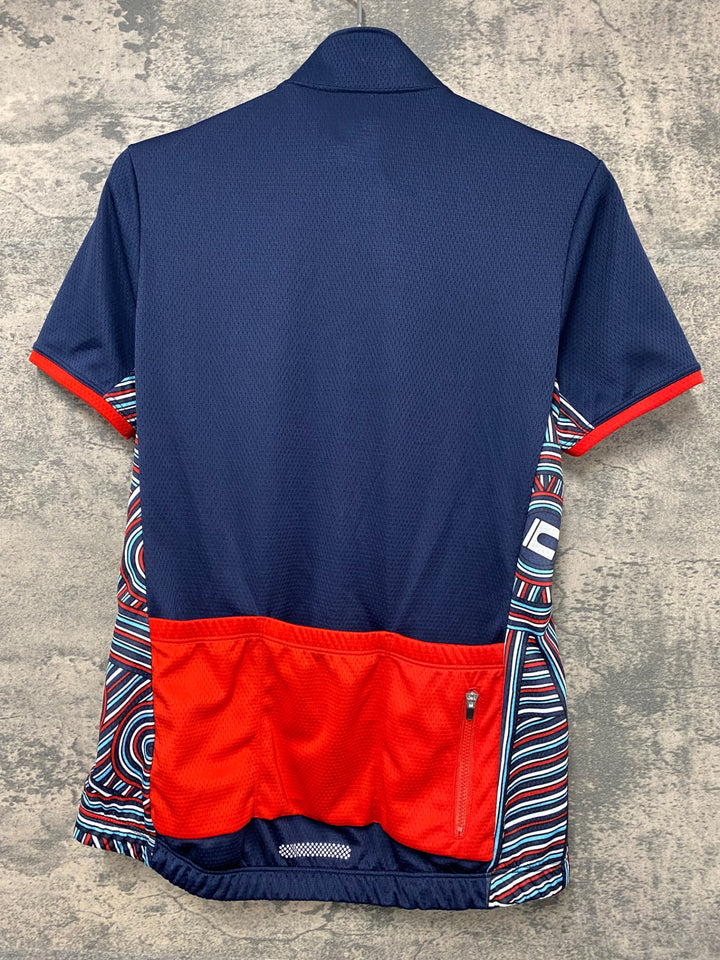JI623 ルコックスポルティフ le coq sportif 半袖 サイクルジャージ 濃紺 赤 M
