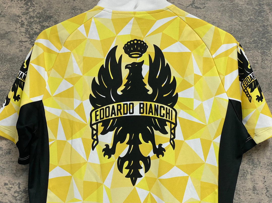 JP879 ビアンキ Bianchi 半袖サイクルジャージ  黄 L ※シミあり