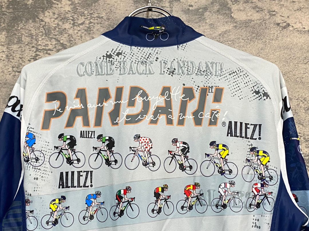 KM384 パンダーニ Pandani 長袖 サイクルジャージ グレー 紺 M 裏起毛