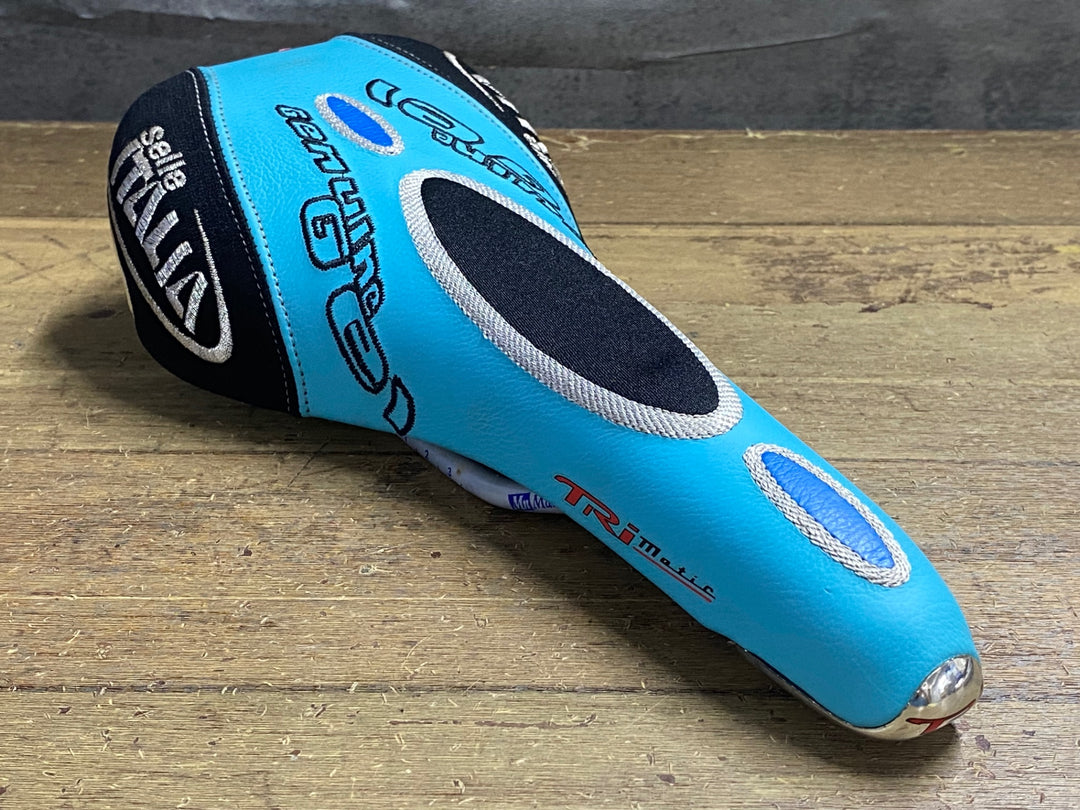 KJ651 セライタリア SELLE ITALIA TRIMATIC サドル MANGANESEレール 青