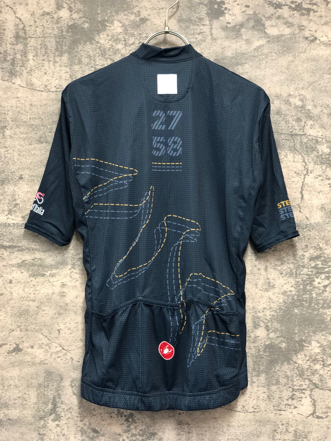 JK240 カステリ CASTELLI STELVIO JERSEY GIRO D ITALIA 半袖 サイクルジャージ 紺 S