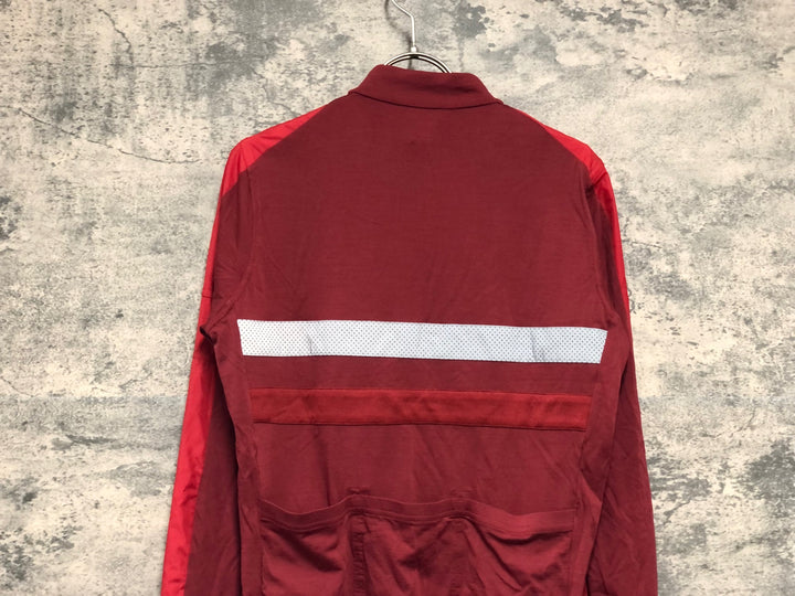 KK257 ラファ Rapha BREVET LONG SLEEVE WINDBLOCK JERSEY 長袖 サイクルジャージ 赤 S ※タグカット