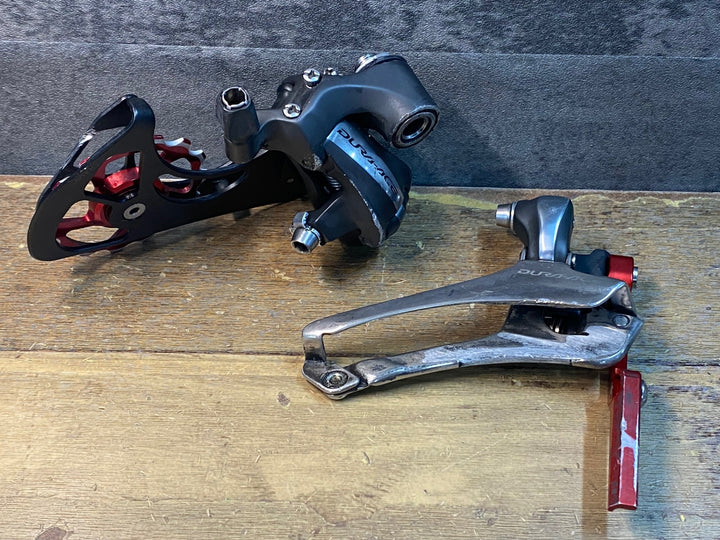 JJ515 シマノ SHIMANO デュラエース DURA-ACE ディレーラー 前後セット RD-7900,FD-7900 2x10s 直付、社外プーリー 傷