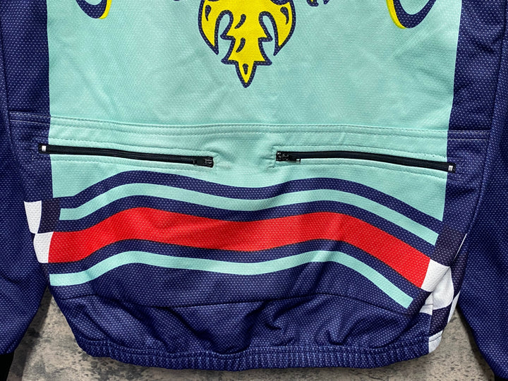 KE988 ビエンメ Biemme 長袖 サイクルジャケット 水色 紺 L 裏起毛 Bianchi