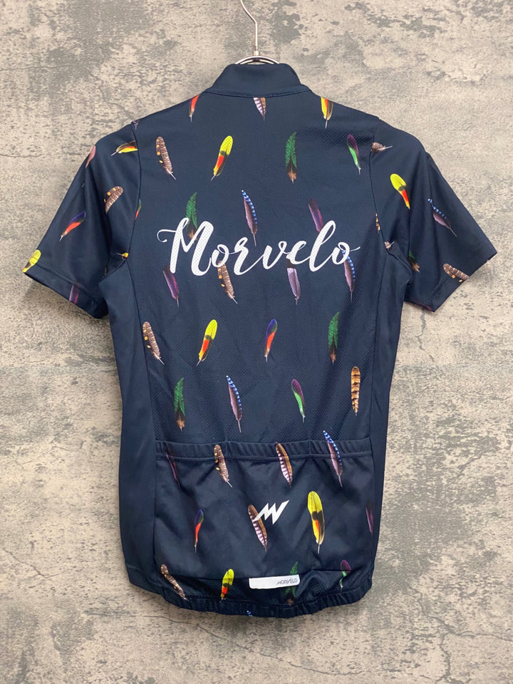 JN228 モルベロ MORVELO 半袖 サイクルジャージ 濃紺 総柄 S ※ほつれ