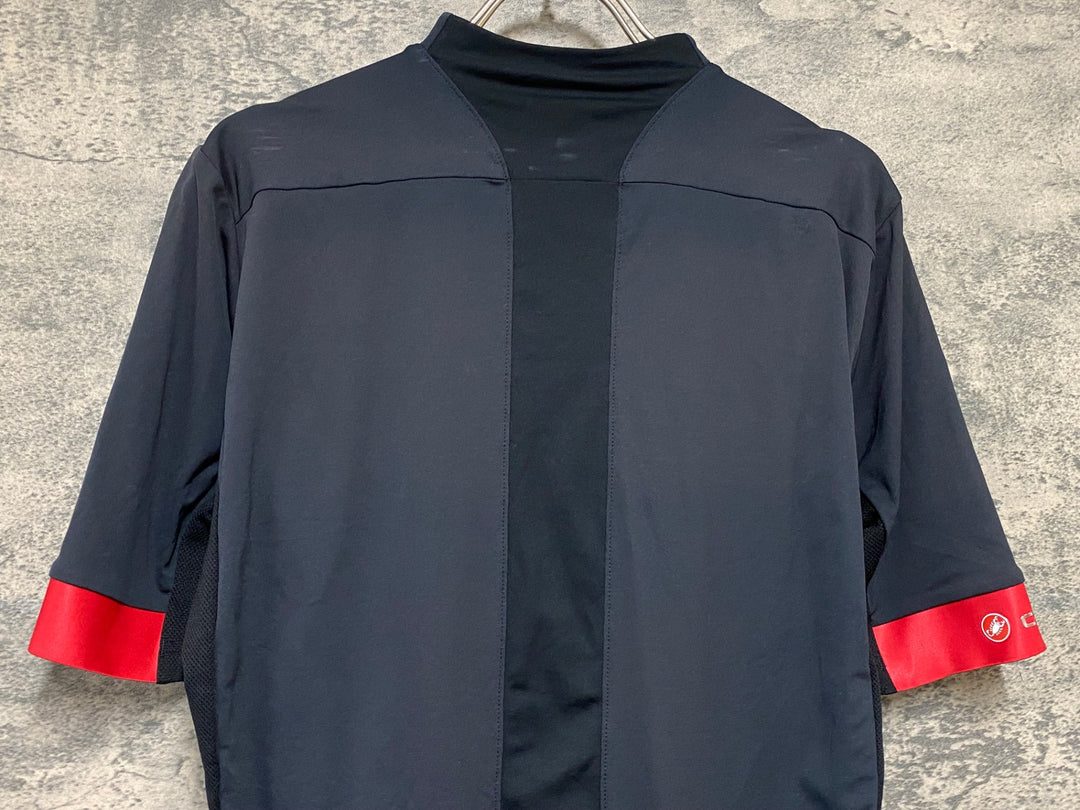 KB218 カステリ CASTELLI 半袖 サイクルジャージ 黒赤 XL