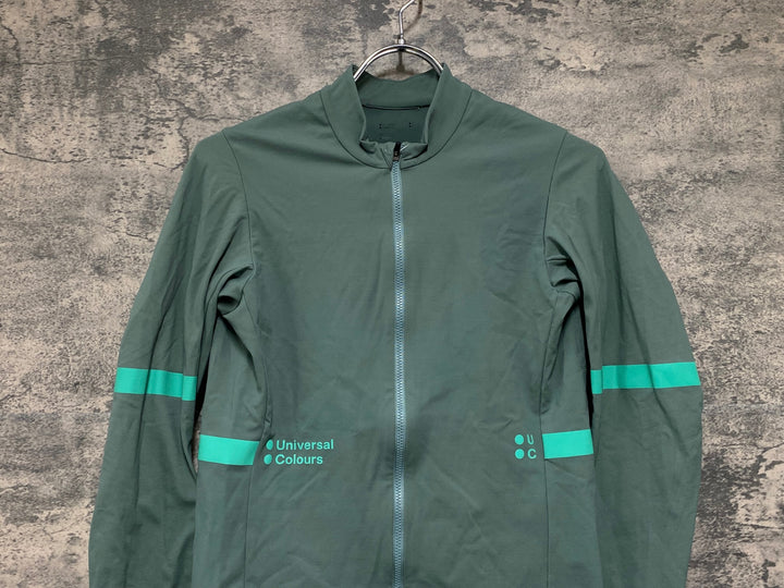 JV331 ユニバーサルカラーズ universal colors Mono long sleeve jersey 長袖サイクルジャージ 緑 MENS S 裏起毛