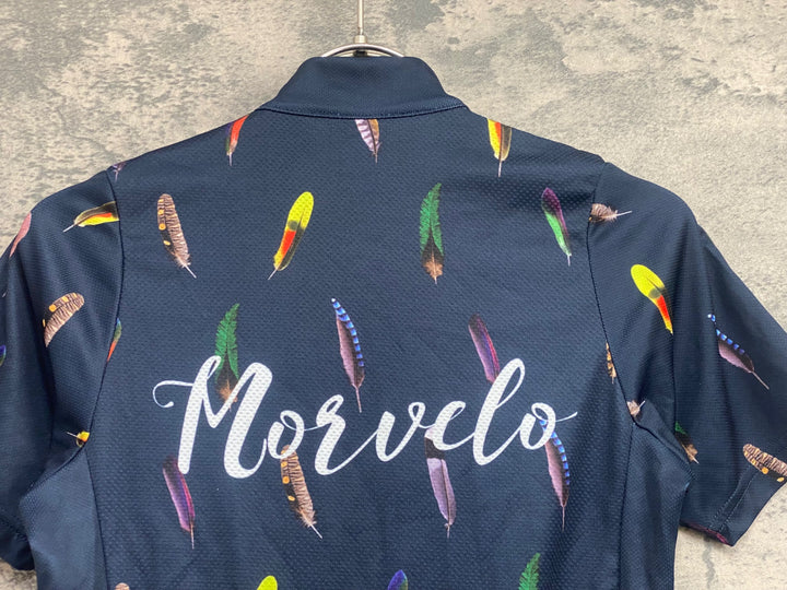 JN228 モルベロ MORVELO 半袖 サイクルジャージ 濃紺 総柄 S ※ほつれ
