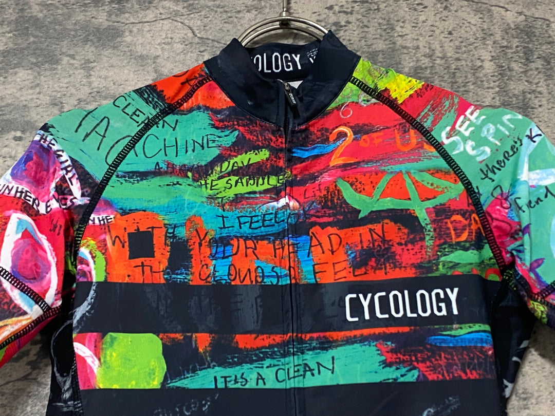 KK468 サイコロジー CYCOLOGY 半袖 サイクルジャージ 赤 レディース XS ※破れのためジャンク
