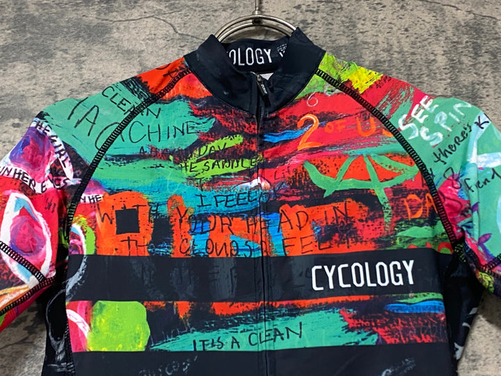 KK468 サイコロジー CYCOLOGY 半袖 サイクルジャージ 赤 レディース XS ※破れのためジャンク