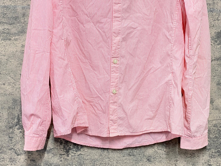 KI177 ラファ Rapha GINGHAM LONG SLEEVE SHIRT 長袖 シャツ ピンク チェック柄 M ※襟黄ばみ