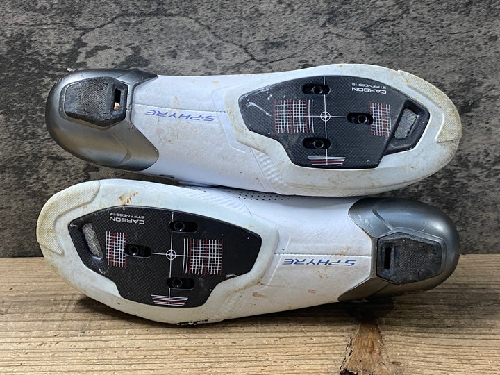 KP099 シマノ SHIMANO S-PHYRE SH-RC902M ビンディングシューズ 白 EU42 3穴 ※右に僅かに穴