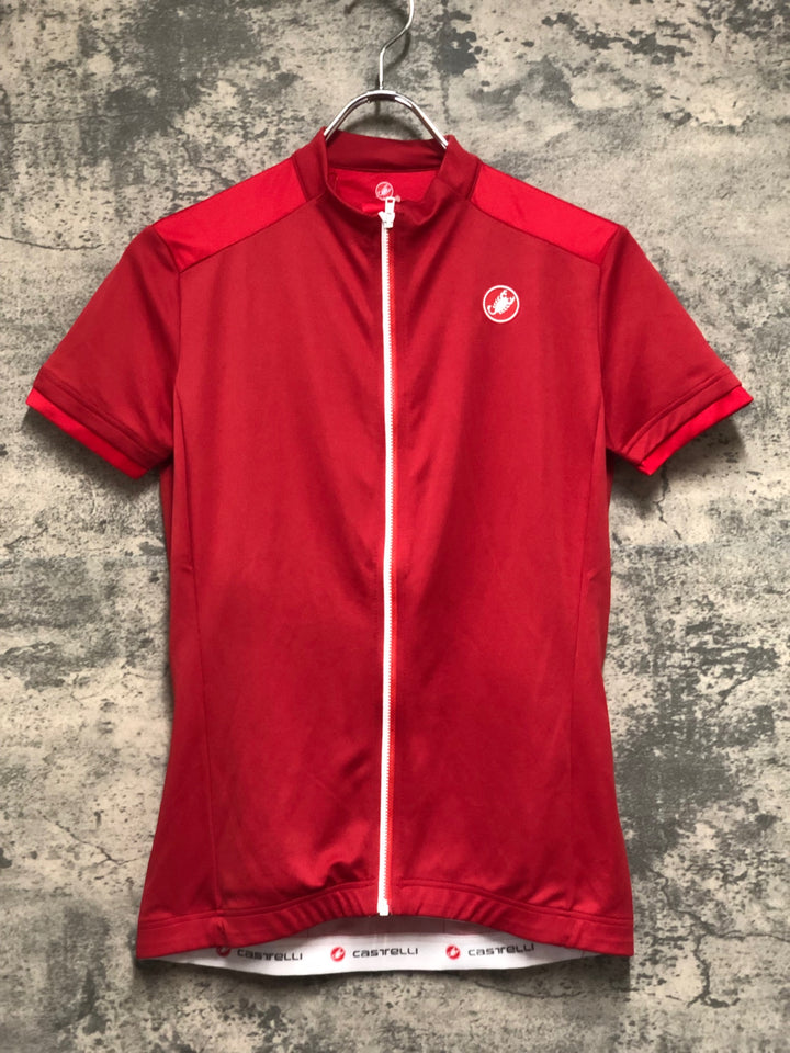 KP591 カステリ CASTELLI 半袖 サイクルジャージ 赤 レディース M