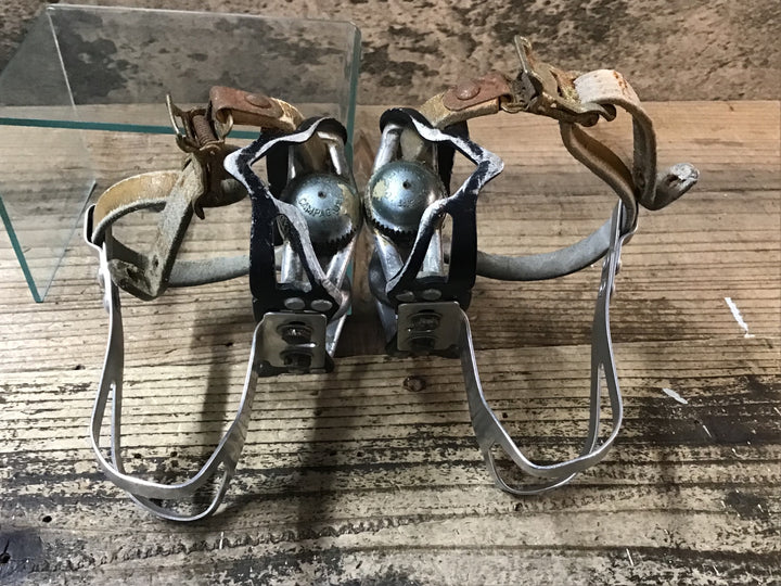 JJ194 カンパニョーロ Campagnolo SuperLeggeri ヴィンテージ ペダル スチールシャフト 樹脂キャップ